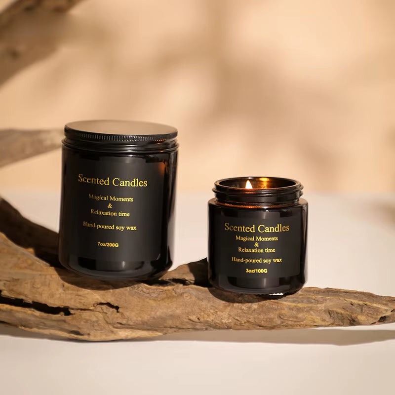 1Pc Scented Candles, Black Glass Jar Western Classic Dinner Props, Photography Anniversary Birthday Gift